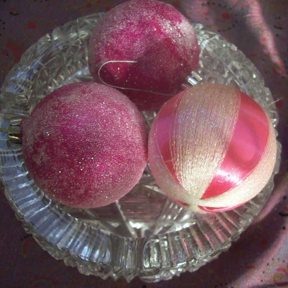 More Pink Vintage Christmas Ornaments - Holiday Pink Accents for Decorating  Lot